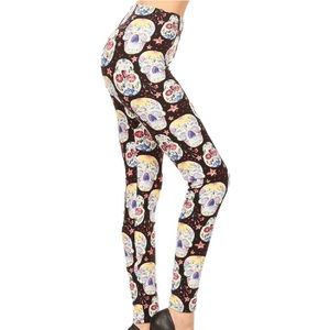 Sugar Skulls & Flowers Ultra Soft Leggings